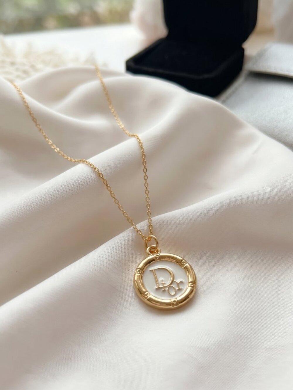 ✨ Vintage ONLY 1! Dior White Logo Upcycled Necklace: BOGO Sale! ✨